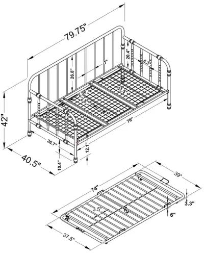 Coaster Marina Metal Twin Daybed with Trundle White