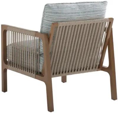 Tommy Bahama Outdoor by Lexington St. Tropez Occasional Chair in Natural Teak/Blueprinted Cushion