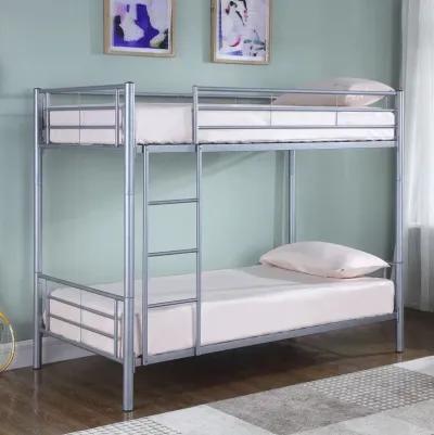 Coaster Hayward Metal Twin Over Twin Bunk Bed Silver