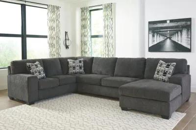 Ashley Ballinasloe 3-Piece Sectional with Chaise Right-Arm Facing Smoke