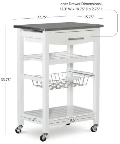 Linon Clarke White Kitchen Cart