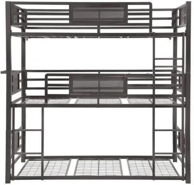 Rogen Metal Twin Triple Bunk Bed Dark Bronze