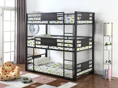 Rogen Metal Twin Triple Bunk Bed Dark Bronze