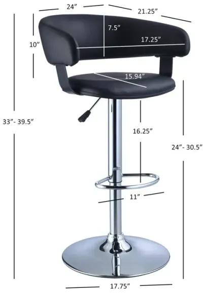 BLACK FAUX LEATHER BARREL & CHROME ADJUSTABLE HEIGHT BAR STOOL