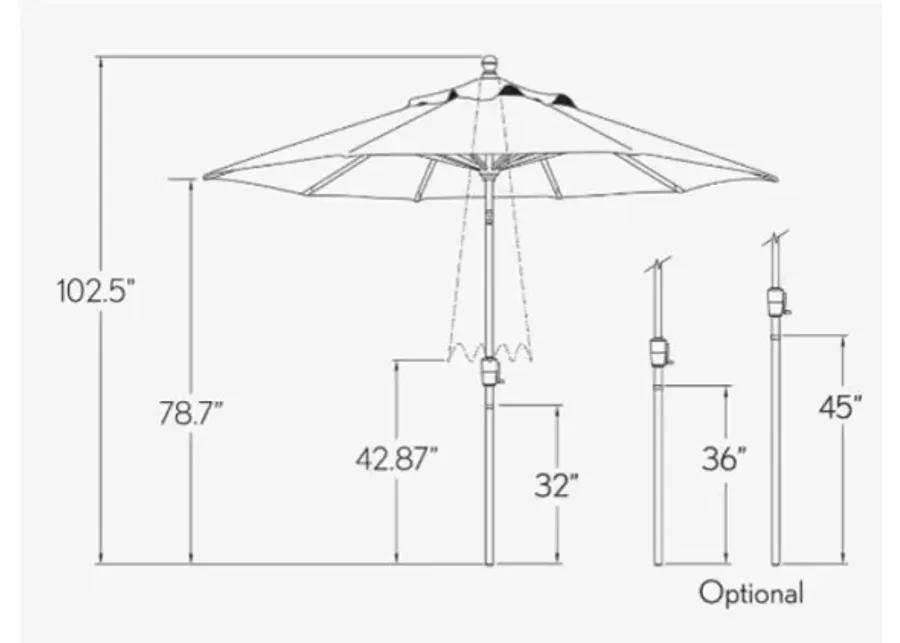 AUQA 9' OCTAGON ANTHRACITE PUSH BUTTON TILT OUTDOOR UMBRELLA