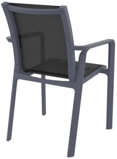 Compamia Pacific Balck Sling Arm Patio Chair Dark Gray