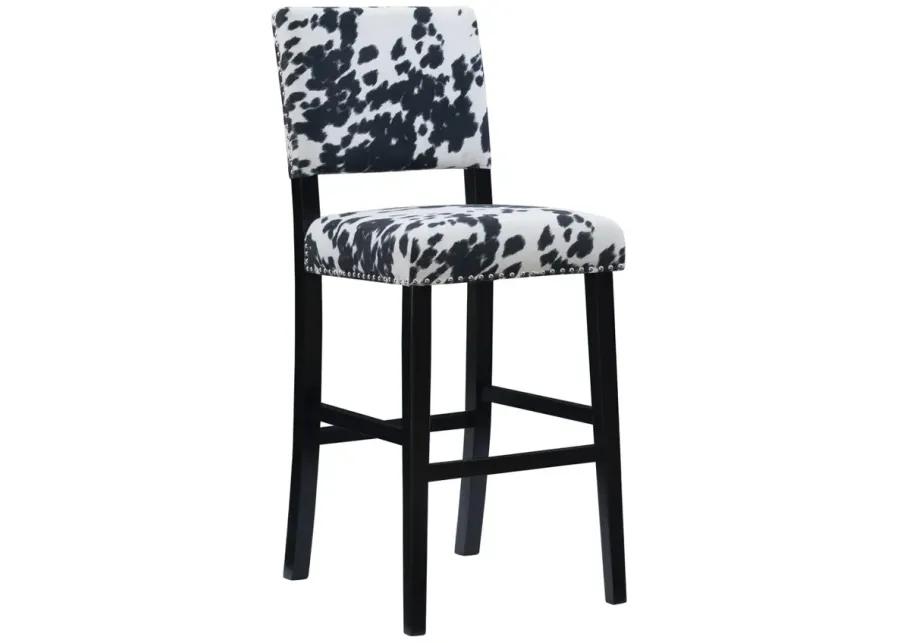 COREY BLACK COW PRINT BAR STOOL