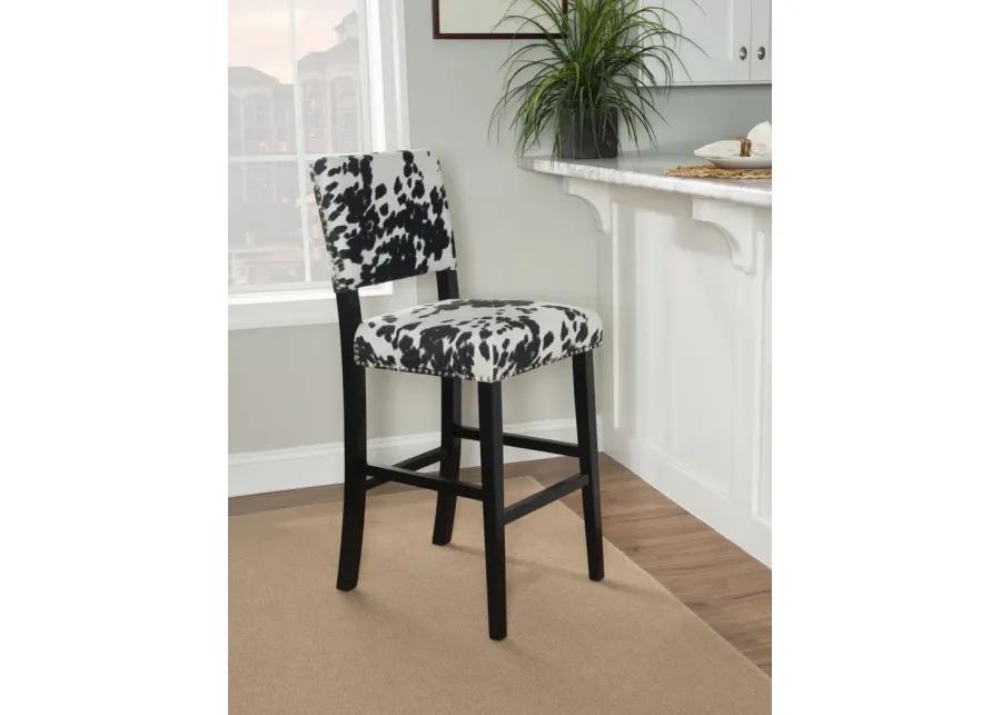 COREY BLACK COW PRINT BAR STOOL