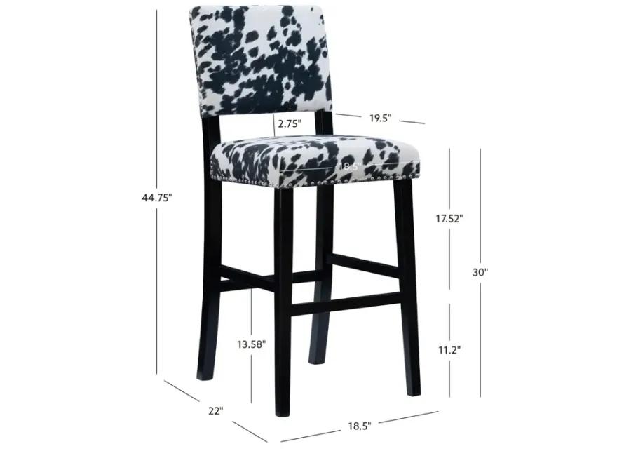 COREY BLACK COW PRINT BAR STOOL