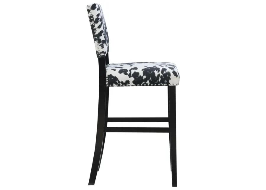 COREY BLACK COW PRINT BAR STOOL