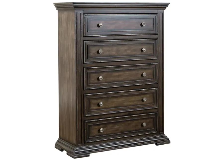 KING PANEL BED DRESSER & MIRROR CHEST - BIG VALLEY