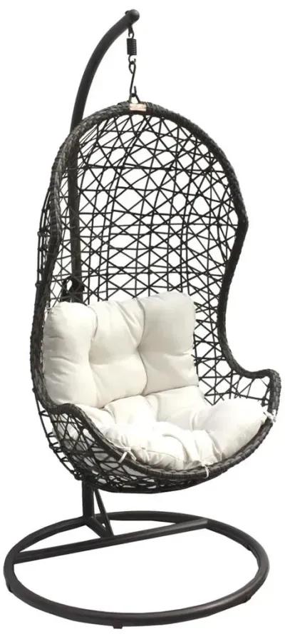 PANAMA JACK ACCENTS HANGING CHAIR W/FRAME & OUTDOOR OFF-WHITE CUSHION