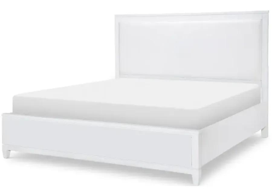 COMPLETE UPHOLSTERED BED KING WHITE FINISH - SUMMERLAND WHITE