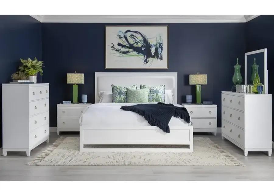 COMPLETE UPHOLSTERED BED KING WHITE FINISH - SUMMERLAND WHITE