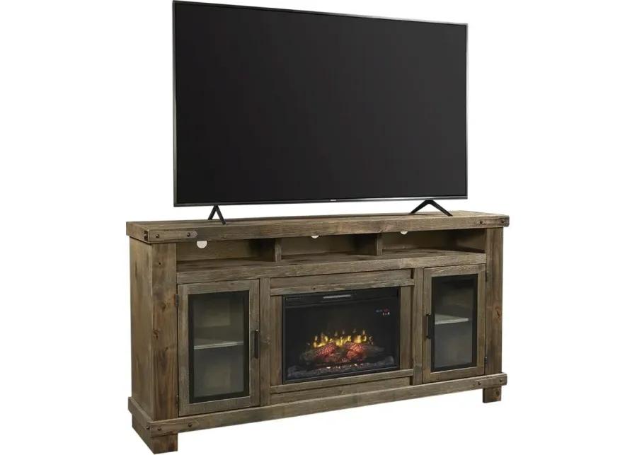 SAWYER BRINDLE 79 INCH HIGHBOY FIREPLACE TV STAND CONSOLE