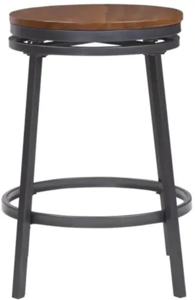 American Woodcrafters Stockton Backless Metal Frame Barstool in Slate Grey with Golden Oak Seat