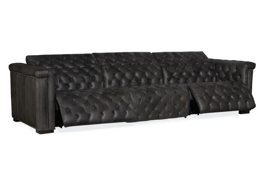 SAVION GRANDIER LEATHER SOFA WITH POWER RECLINE POWER HEADREST