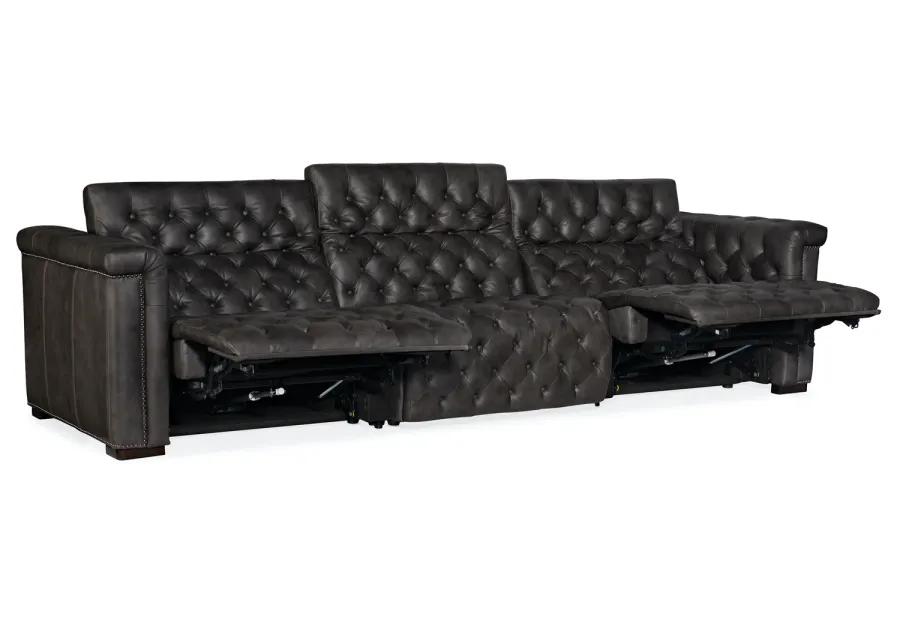 SAVION GRANDIER LEATHER SOFA WITH POWER RECLINE POWER HEADREST