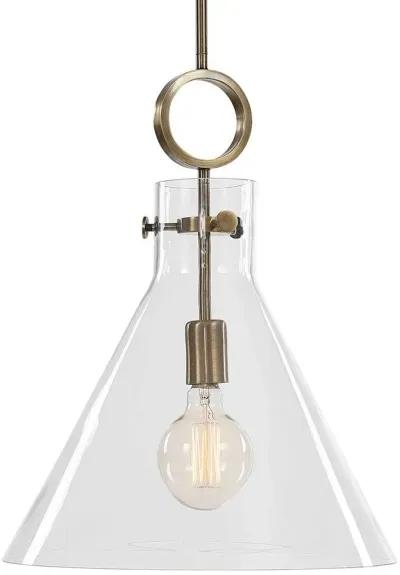 Uttermost Imbuto Aged Brass Funnel Glass 1-Light Pendant