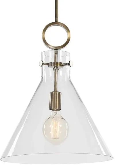 Uttermost Imbuto Aged Brass Funnel Glass 1-Light Pendant