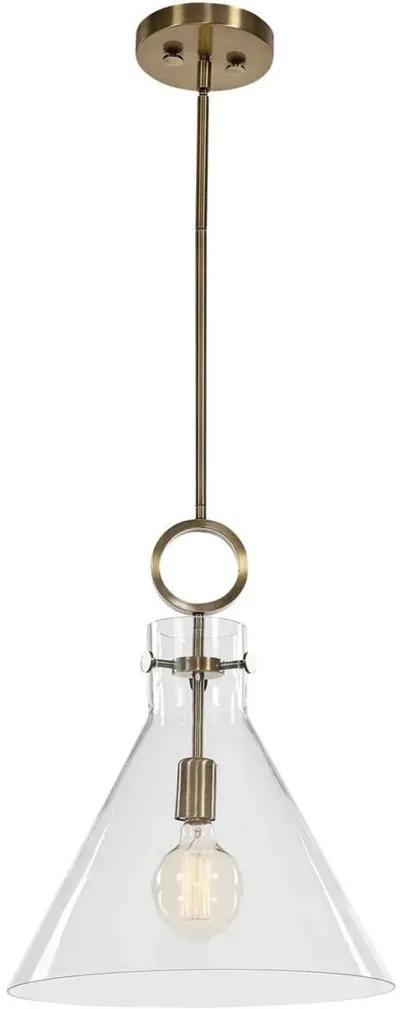 Uttermost Imbuto Aged Brass Funnel Glass 1-Light Pendant