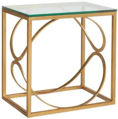 Artistica Home by Lexington Metal Designs Ellipse 18 Inch Rectangular Metal End Table Gold Leaf