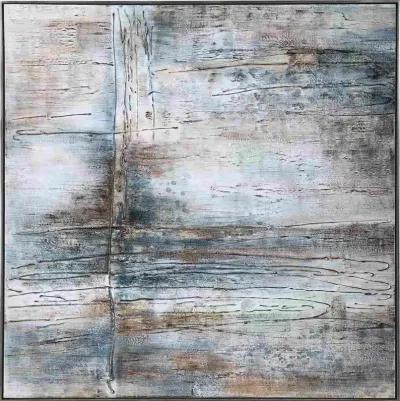 Uttermost Open Seas Hand Neutral Gray Painted Canvas Wall Art