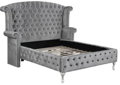 Coaster Deanna Upholstered King Wingback Bed Grey