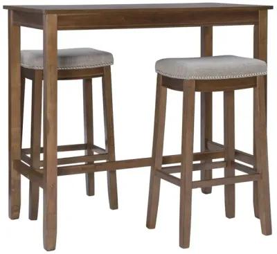 Linon Claridge 3-Piece Rustic Bar Stools & Table Set