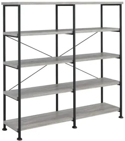 Analiese 63 Inch 4-Shelf Double Bookshelf Grey Driftwood