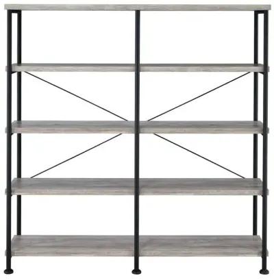 Analiese 63 Inch 4-Shelf Double Bookshelf Grey Driftwood