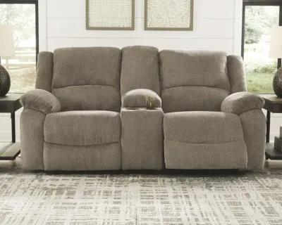 Ashley Draycoll Pewter Double Reclining Loveseat with Console