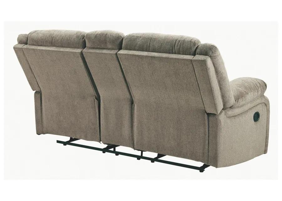 DRAYCOLL RECLINING LOVESEAT WITH CONSOLE PEWTER SIGNATURE DESIGN