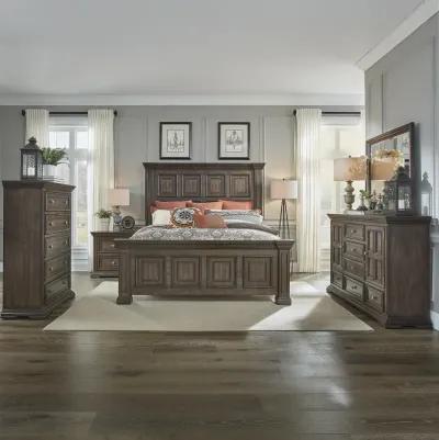 Liberty Furniture Complete King Bedroom Set Panel Bed, Dresser, Mirror & Nightstand Big Valley