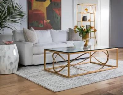 Ellipse 54 Inch Rectangular Metal Cocktail Table Gold Leaf - Metal Designs