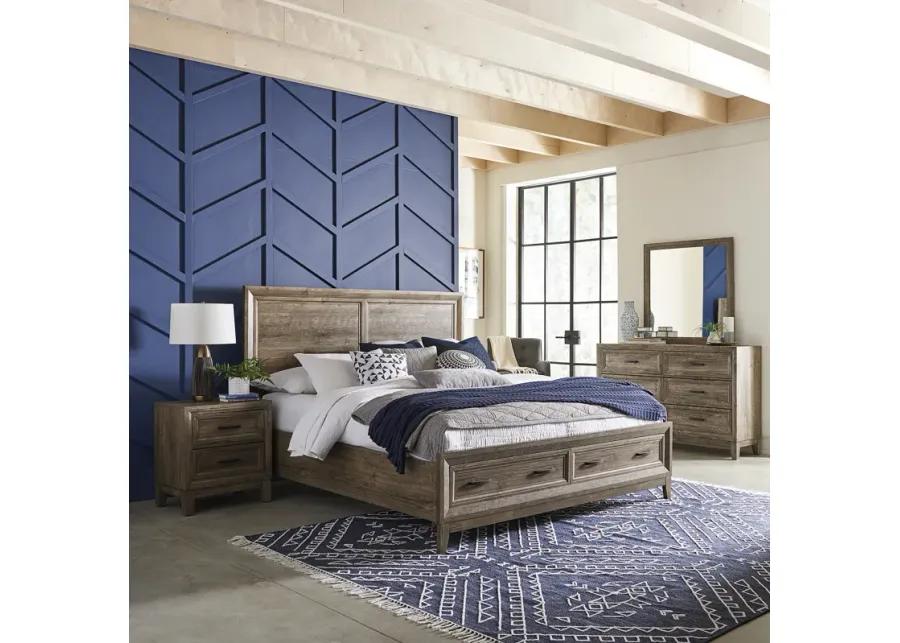 QUEEN STORAGE BED DRESSER & MIRROR NIGHT STAND - RIDGECREST