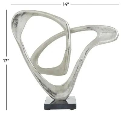 UMA Home Decor Silver Aluminum Abstract Loop Sculpture with Black Base