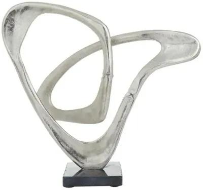 UMA Home Decor Silver Aluminum Abstract Loop Sculpture with Black Base