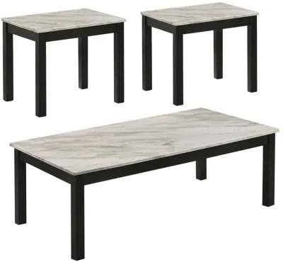 Bates 3-Piece Faux Marble Top Coffee Table Set White