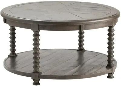 Crestview Pembroke Distressed Grey Round Cocktail Table