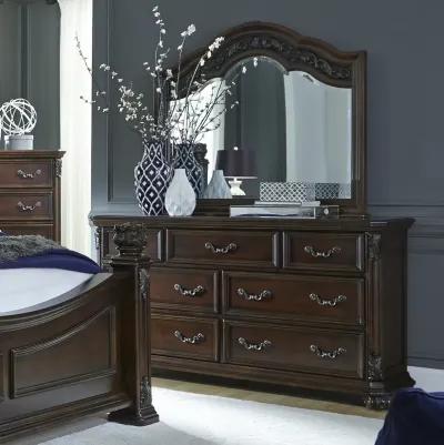 Liberty Furniture Complete King Bedroom Set Poster Bed, Dresser, Mirror & Chest Messina Estates