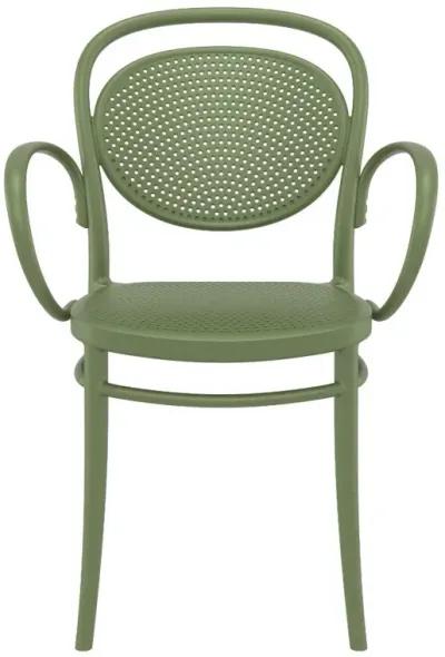 MARCEL XL RESIN OUTDOOR ARM CHAIR OLIVE GREEN