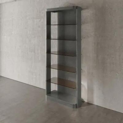 Casa Inspirata Madras Bookcase in Argento Medium Grey Wood Finish