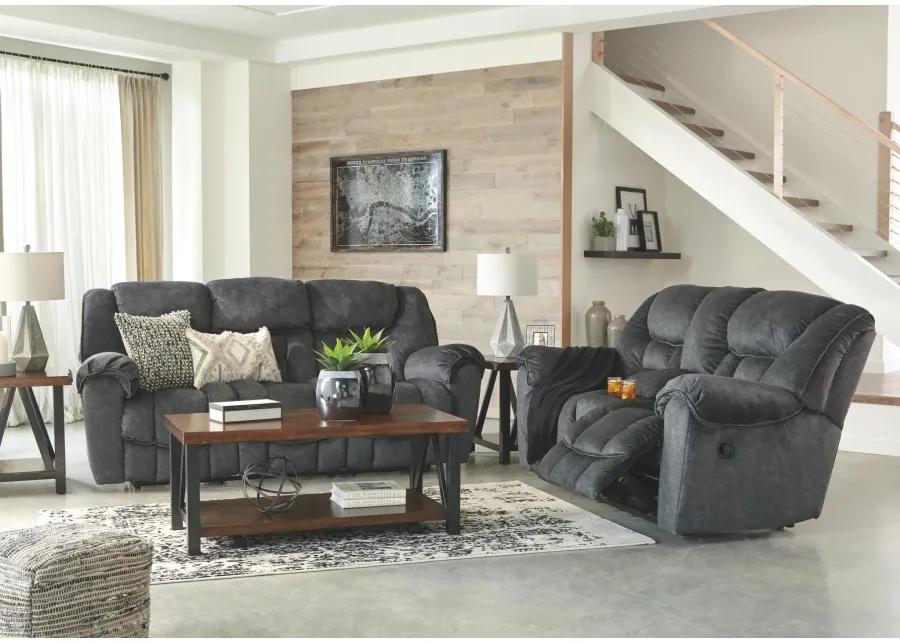 CAPEHORN RECLINING LOVESEAT WITH CONSOLE GRANITE SIGNATURE DESIGN