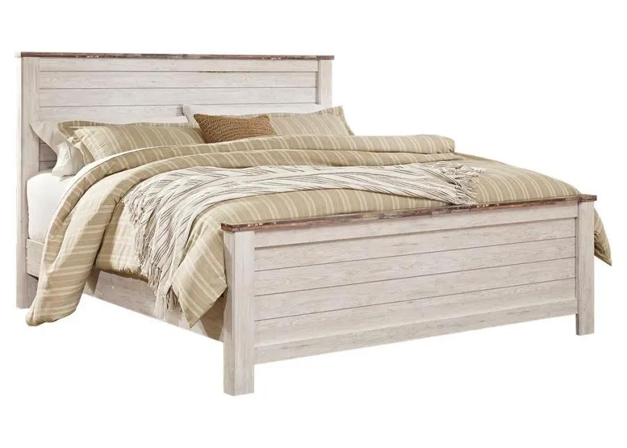 WILLOWTON CALIFORNIA KING PANEL BED WHITEWASH SIGNATURE DESIGN