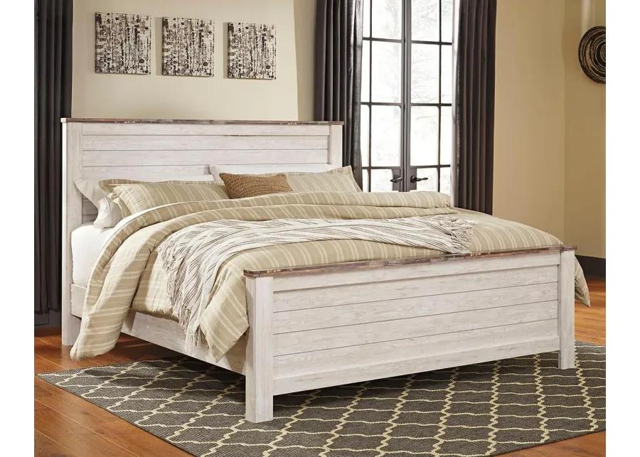 WILLOWTON CALIFORNIA KING PANEL BED WHITEWASH SIGNATURE DESIGN