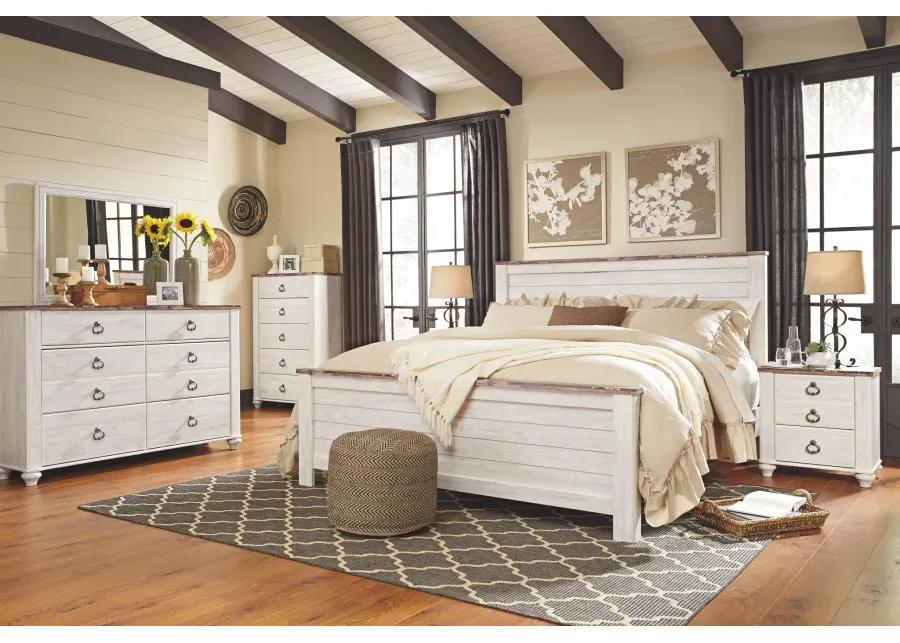 WILLOWTON CALIFORNIA KING PANEL BED WHITEWASH SIGNATURE DESIGN