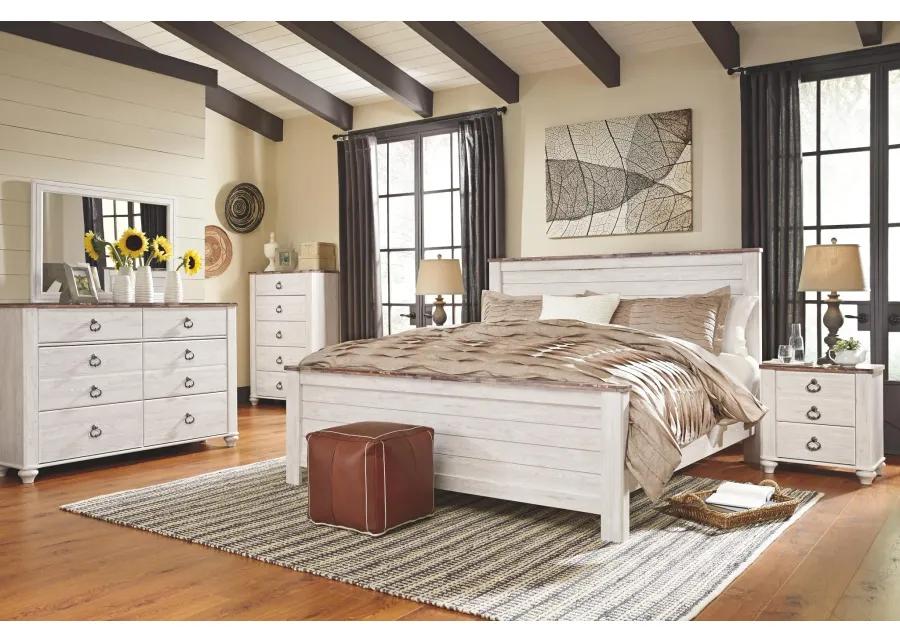 WILLOWTON CALIFORNIA KING PANEL BED WHITEWASH SIGNATURE DESIGN