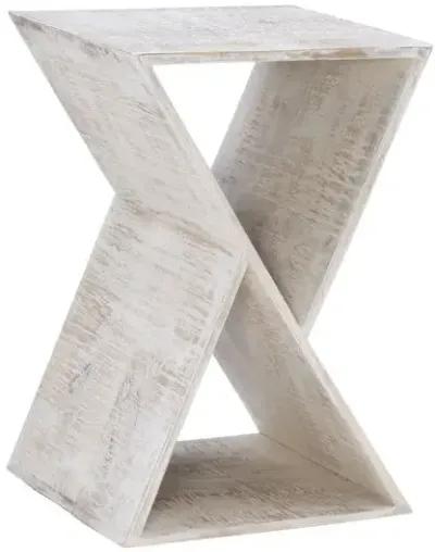 TREVOR TRIANGLE SIDE TABLE - WHITEWASH