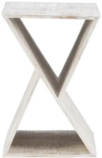 TREVOR TRIANGLE SIDE TABLE - WHITEWASH